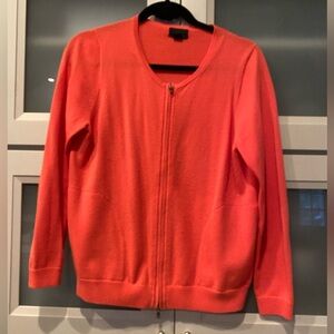 J Crew Collection Italian Cashmere orange Full Zip Cardigan